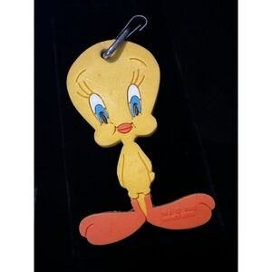 Vintage Tweety Bird 1989 Key Chain Ring Luggage Tag Looney Tunes Warner Brothers